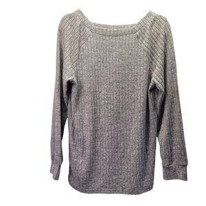 Women's Gray Long Sleeve Ribbed Knit shirt Size Medium NWOT